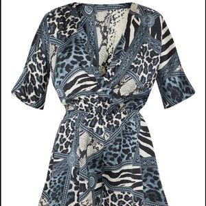 NEW Black Chain Print Wrap Front Romper